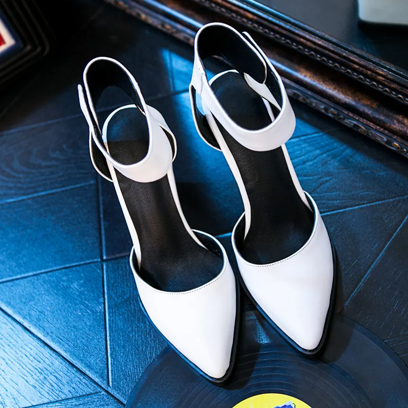 Босоножки на танкетке женская обувь из натуральной кожи босоножки с острым