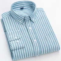 100 oxford cotton longsleeve shirt for men buttons plaid shirt striped pocket mens shirts large sizes streetwear camisas