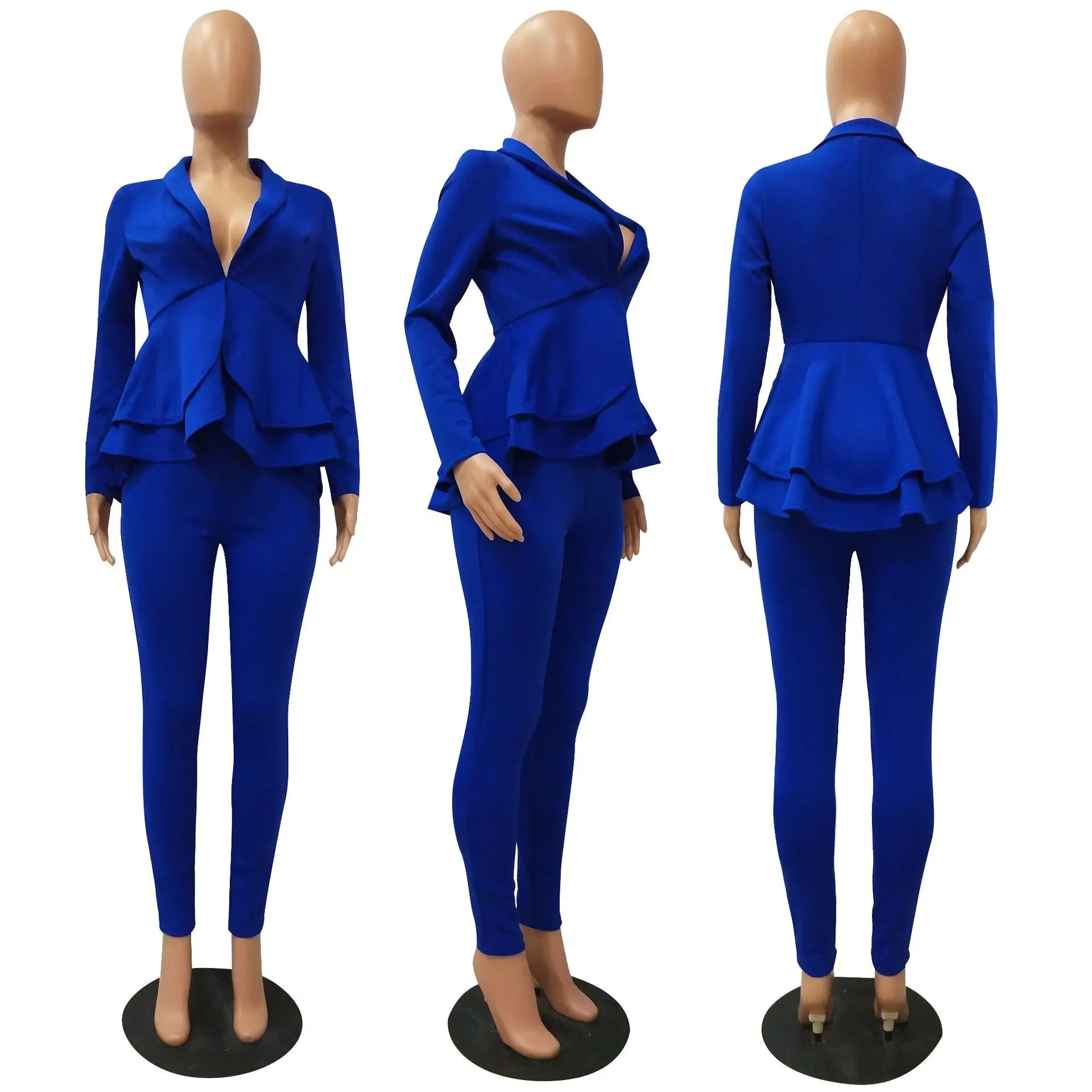 

two piece set women office female 2 piece set for women long sleeve suit pants two pieces sets winter women's suits
