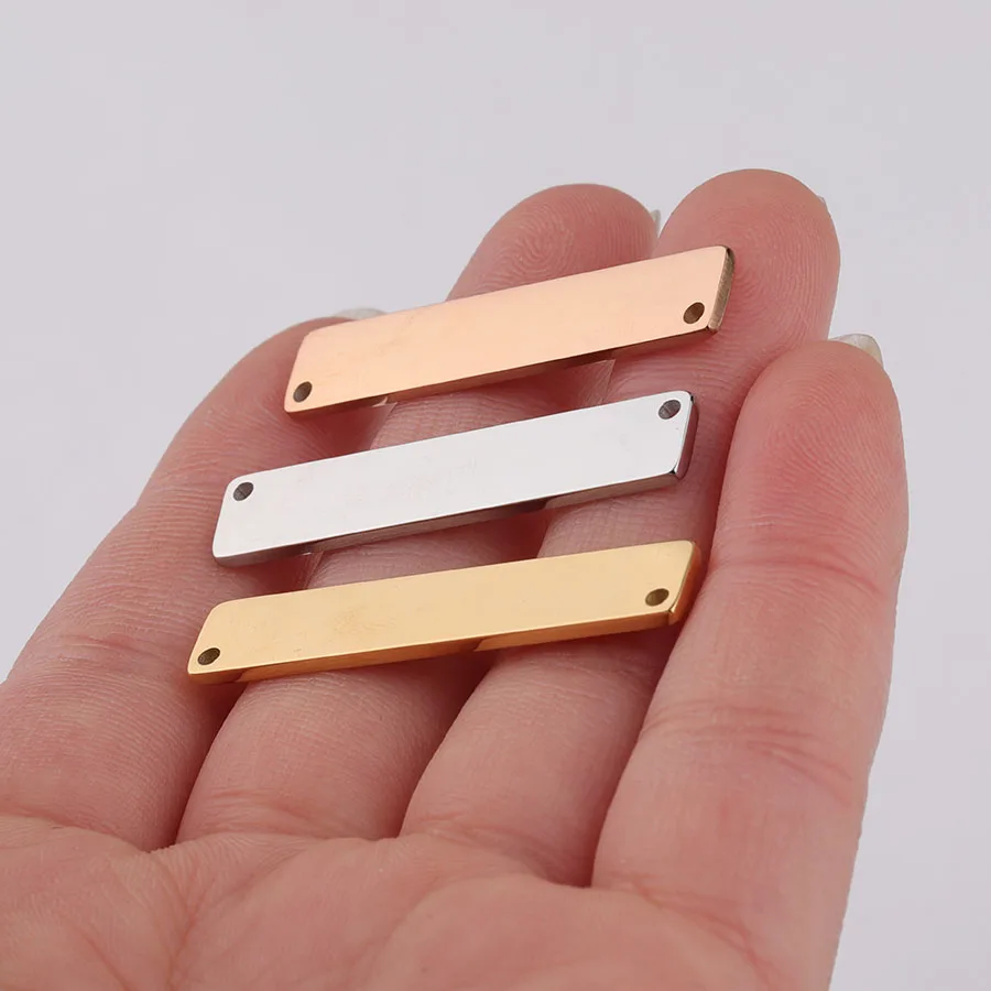 

Fnixtar 5Pcs/Lot 7*36mm Round Corner Rectangle Bar Charm Mirror Polished Stainless Steel DIY Stamping Bar Connector Charms