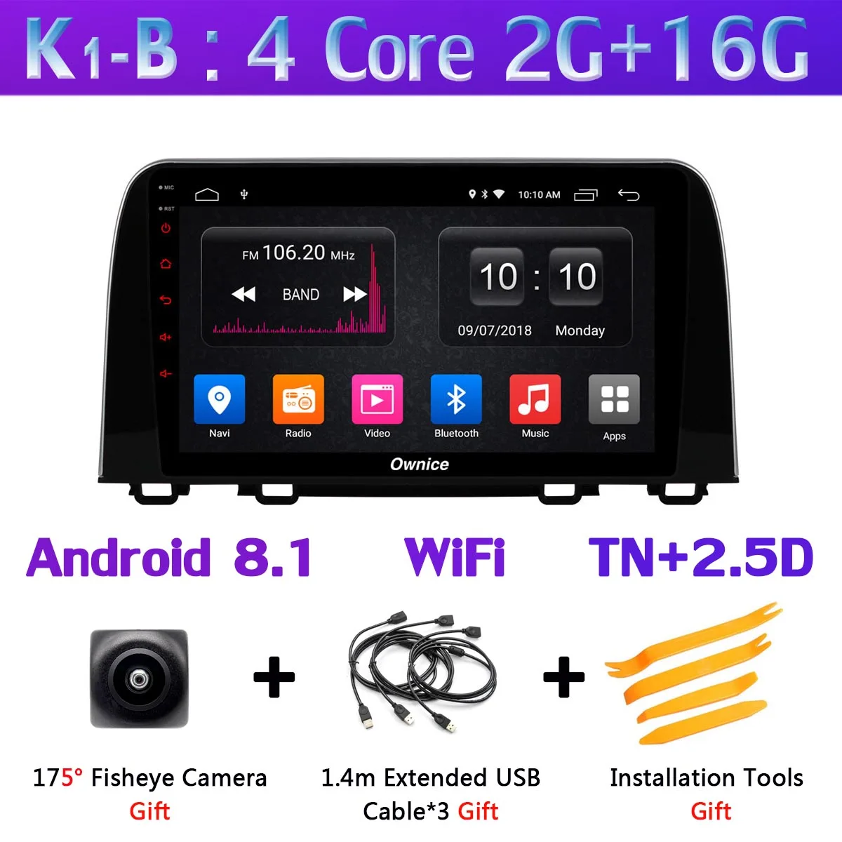 K1-B 360°4×DVR камера 1 Din камера Android 9,0 4G+ 64G SPDIF DSP CarPlay Автомобильный мультимедийный gps радио плеер для Honda CR-V CRV - Цвет: K1-B