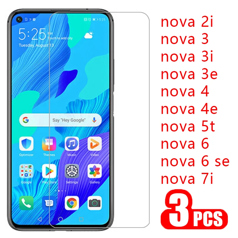 

3pcs protective glass for huawei nova 7i 6 se 5t 4 4e 3e 3 3i 2i screen protector tempered glas on nov nova7i nova5t nova3i film