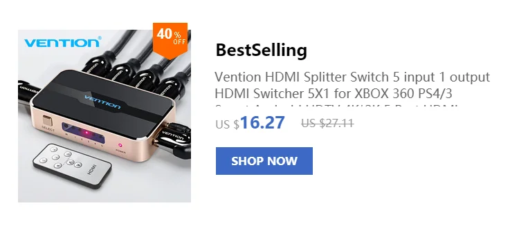 Vention HDMI Разветвитель переключатель 5 вход 1 выход HDMI коммутатор 5X1 3X1 для xbox 360 PS4/3 Smart Android HDTV 4K 5 портов HDMI адаптер
