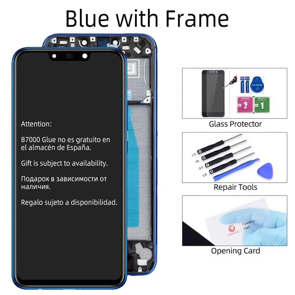 Дисплей для Huawei Nova 3i INE-LX2 LCD в сборе с тачскрином 6.3'' черный - Цвет: Blue with Frame