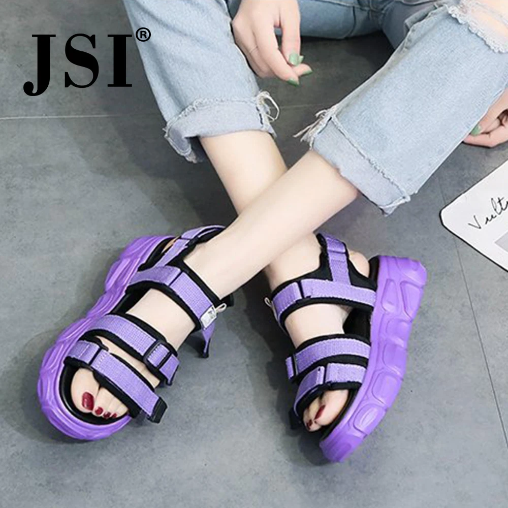 JSI sandals sneaker woman practical high quality upper hook &amplock flat easy walking casual sandal shoes jh21 | Обувь