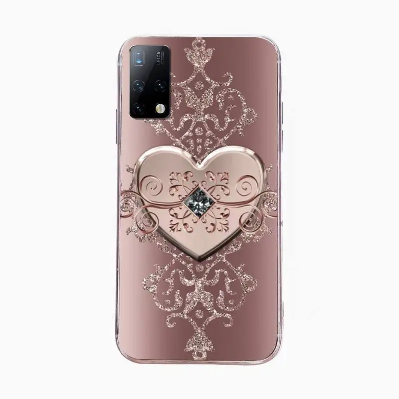 

Gold Rose Love Heart Phone Case For Samsung S4 S5 S6 S7 S7Edge S8 S9 S10 E Plus S20Fe lite Cover Fundas Coque