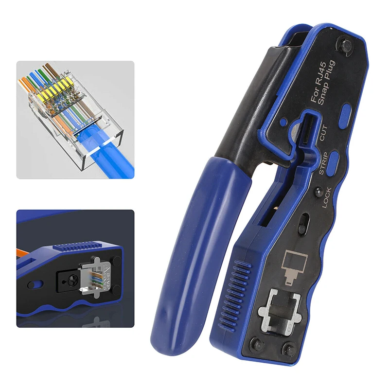 

Crimping Tool Crimper Comfortable Handle Cut Peel Press Ethernet Cables For RJ45 EZ Pass Through Cat 5 5e 6 7 Connector LAN Tool