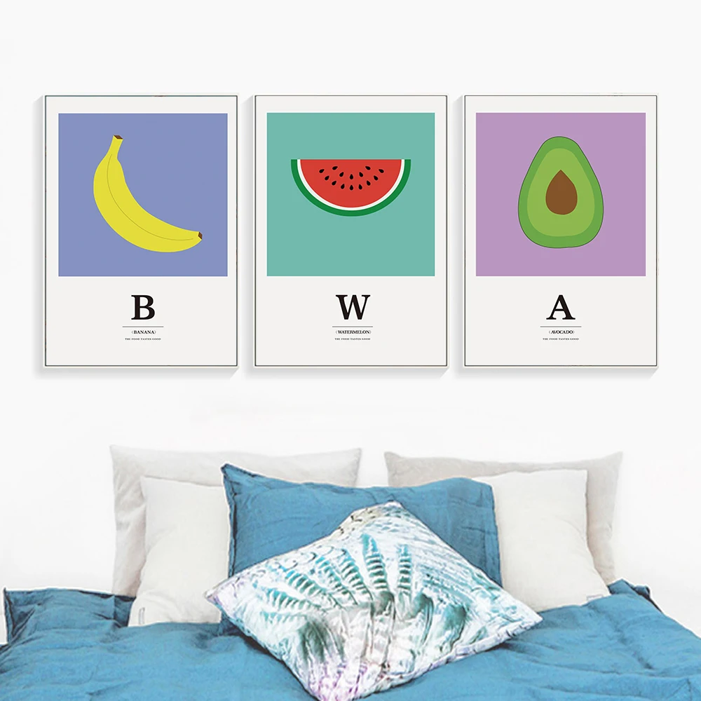 

Nordic Fresh Fruit Picture Wall Art Banana Watermelon Avocado Home Poster HD Print Modular Canvas Painting For Living Room