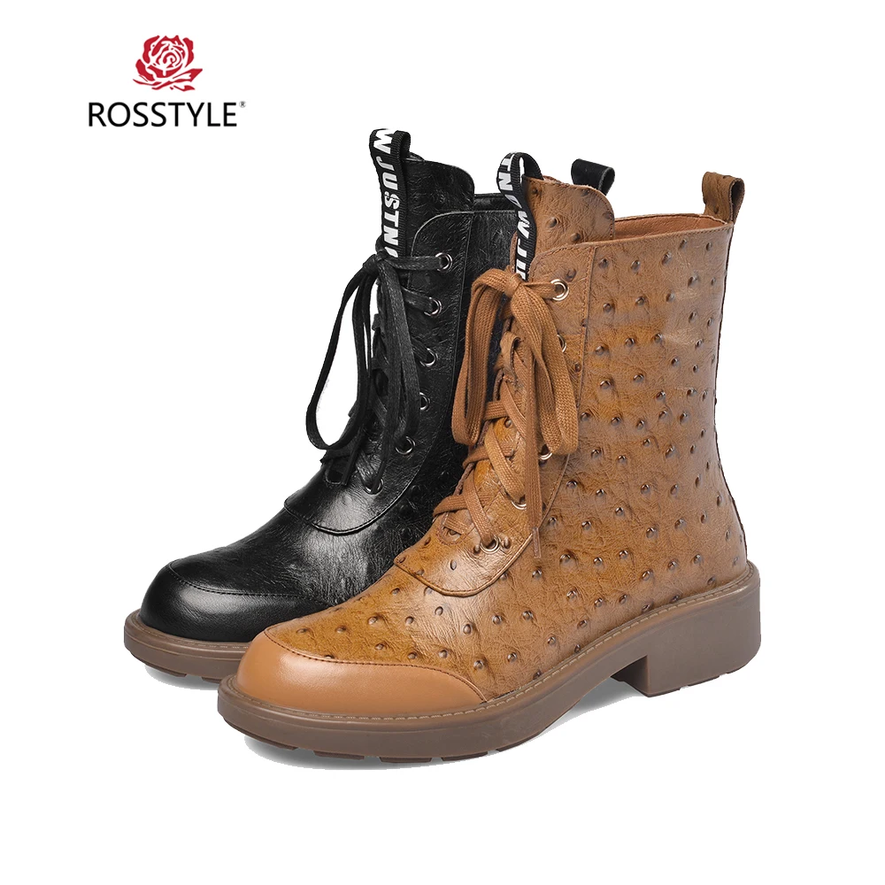 ROSSTYLE/модные женские ботильоны для верховой езды Роскошные туфли из натуральной