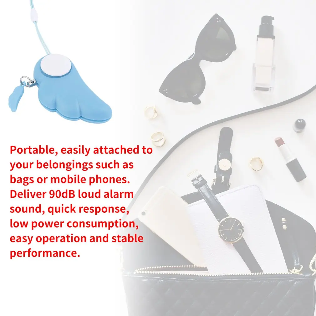 

Angel Wings Protection Panic Safety Security Anti-Wolf Alarm Girls Personal Self Defense Supplies Alarm Key Ring 90dB