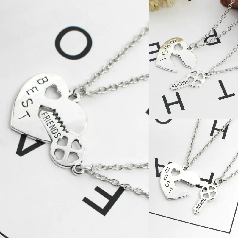 

New Friendship Jewelry Good Friend Heart Lock Key Necklace Girlfriend Love Pendant Couple Pendant