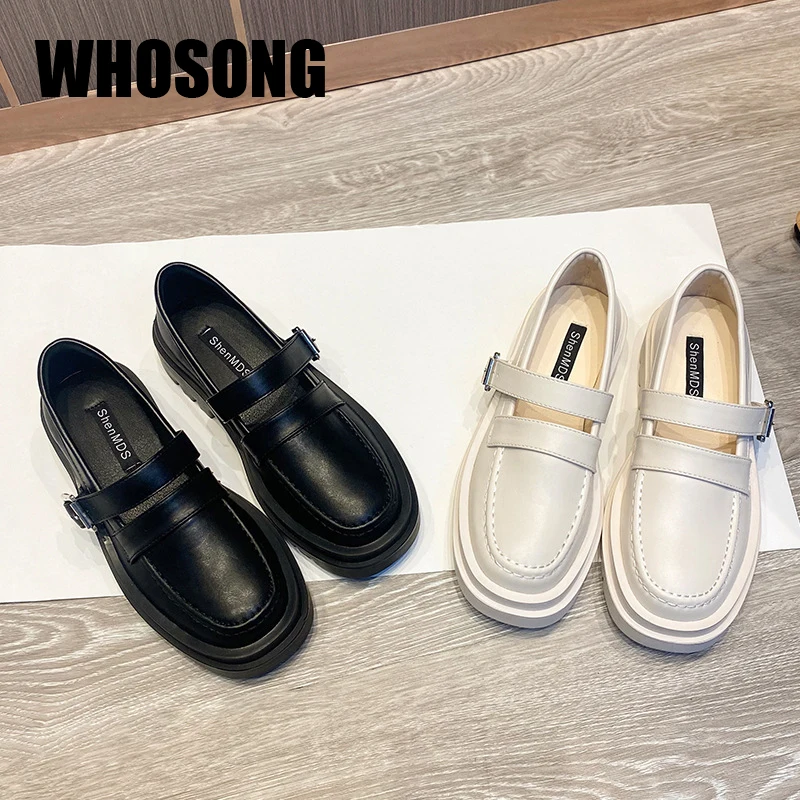 

Spring Women Shoes Girls Slip On Platform Flats Woman Brand Shoes Ladies Round Toe Shoes Female Fashion Shoes Black Oxford New