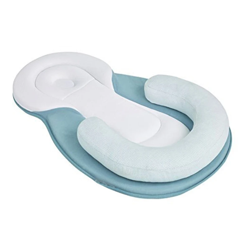 Blue Pillow Детские стереотипы Подушка для новорожденного младенца анти-опрокидывающийся Матрас Подушка для 0-12 месяцев детский спальный позиционирующий коврик хлопковая подушка - Цвет: Blue Pillow