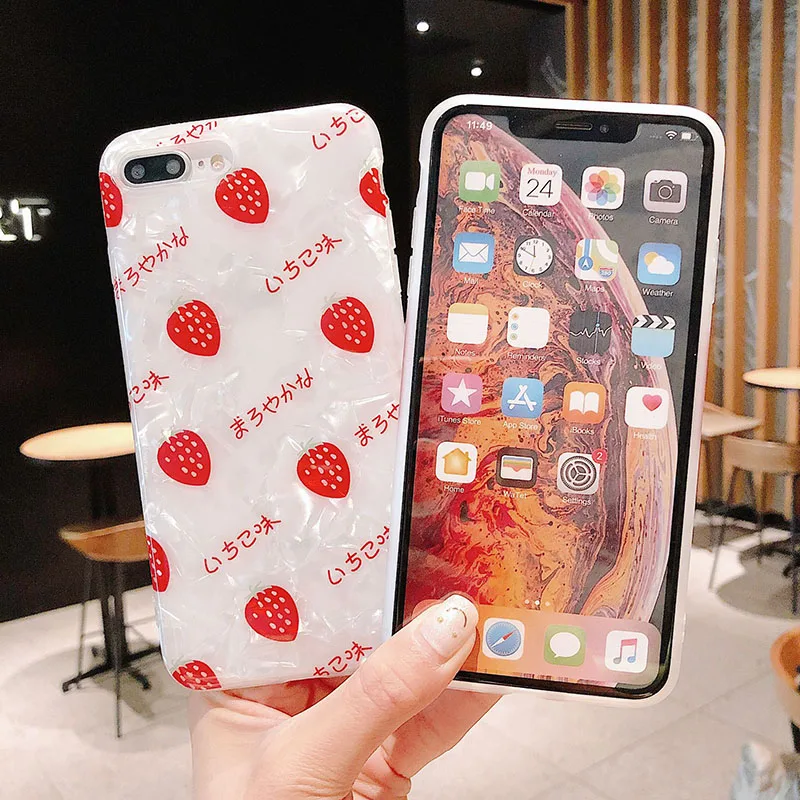 Прекрасный рисунок клубники Телефон чехол для iPhone 6 6s 7 8 Plus X Xs XR Max TPU мягкая