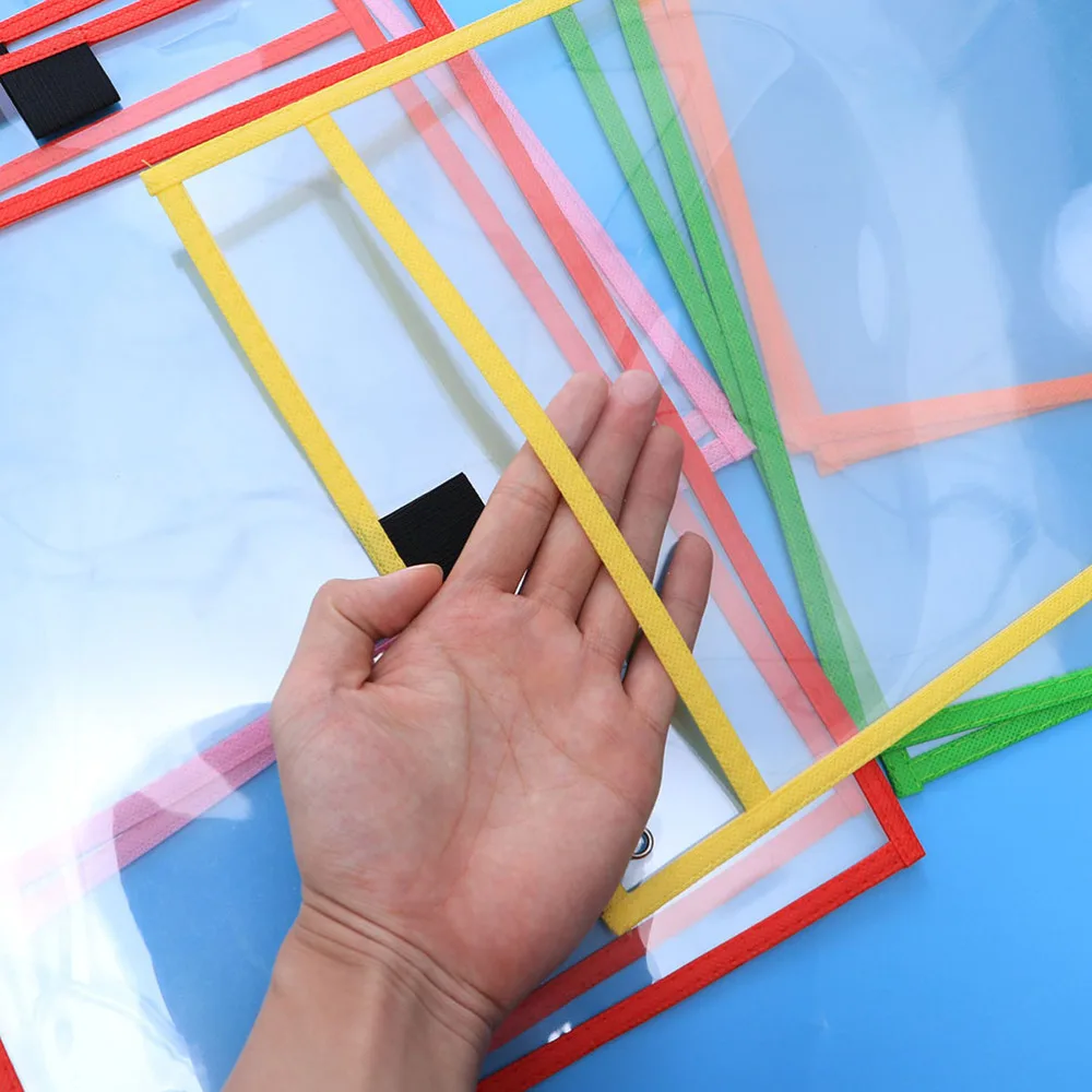 

30pcs Reusable Dry Erase Pockets Assorted Colors Stationery Supplies for Office School with Pen Case(Random Color)