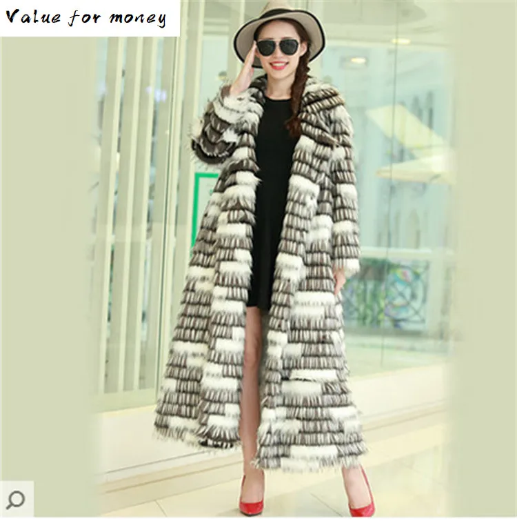 

Top Loose Women Fashion Plus size Faux Fox Fur Coat N24 high quality