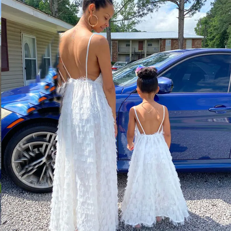 

Tank Tassel Mother Daughter Dresses Family Matching Outfits Look Mommy and Me Clothes Mom Mum Baby Women Girls Dress Clothing