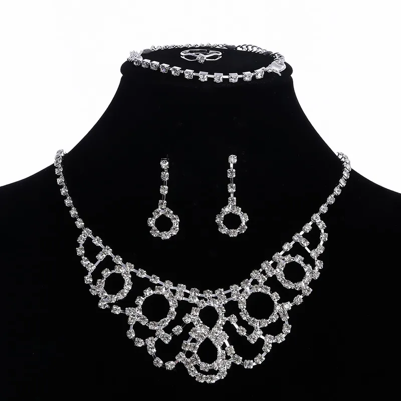 MINHIN австрийский кристалл свадебные комплекты украшений для женщин Bijoux аксессуары для бракосочетания сверкающие посеребренные кулон ожерелье наборы - Окраска металла: 726