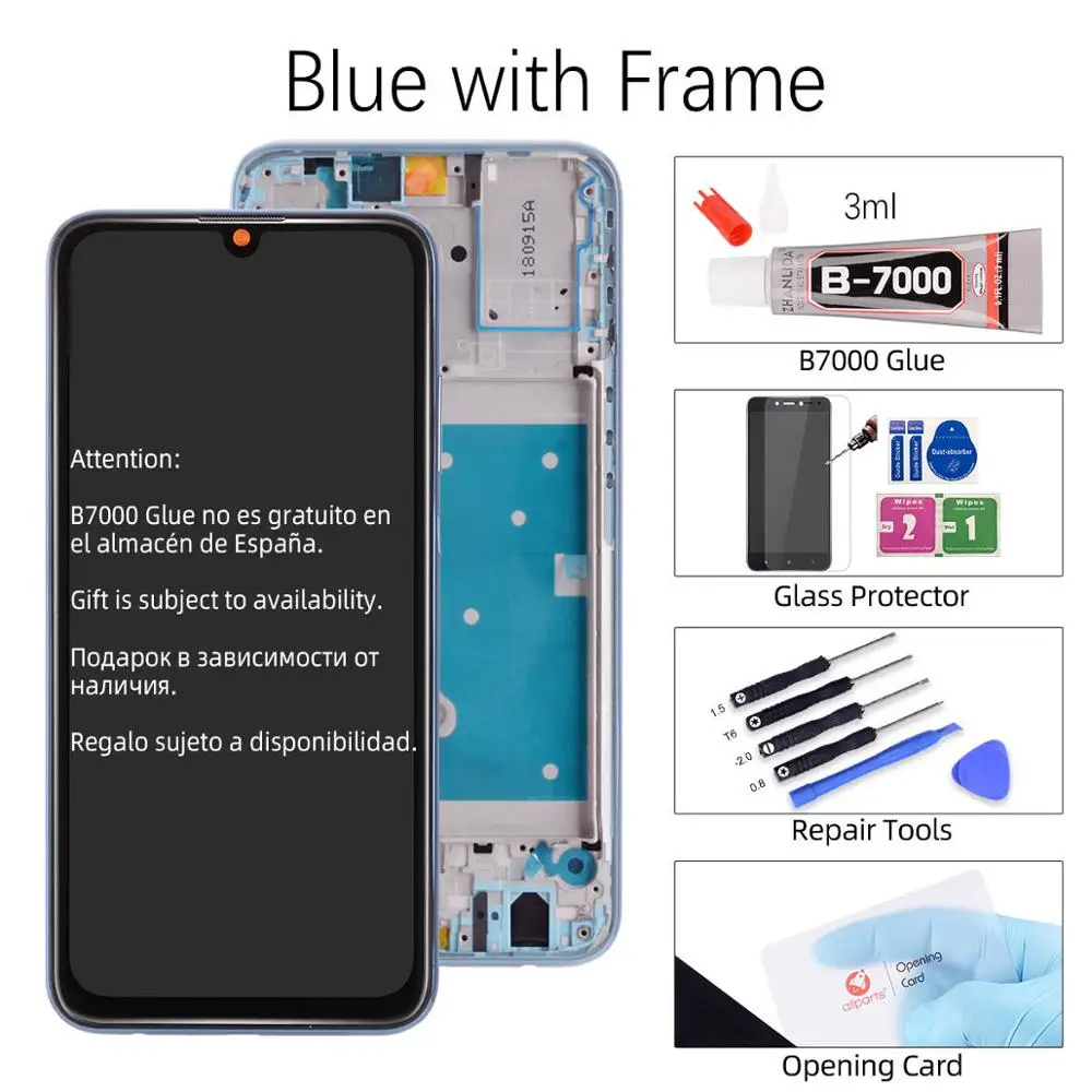 Blue with Frame Дисплей для huawei Honor 10 Lite, ЖК сенсорный экран, дигитайзер с рамкой для huawei Honor 10 Lite, дисплей 6,21 дюйма, HRY-LX1 H - Цвет: Blue with Frame