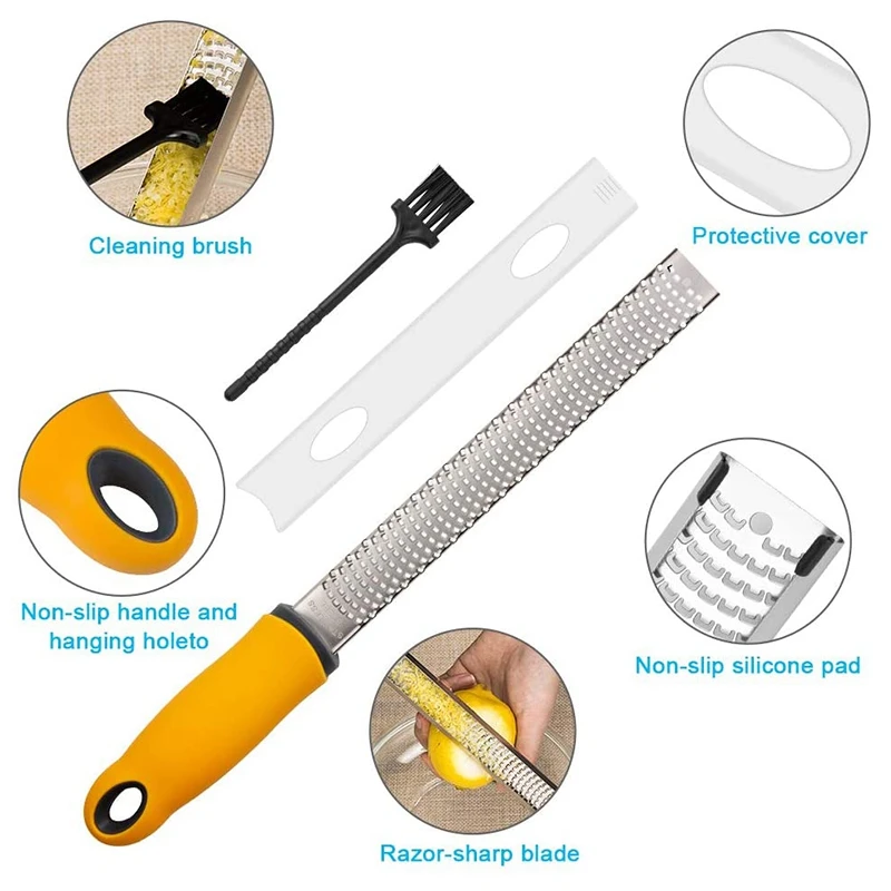 

1x Lemon Zester, Cheese Grater, Parmesan Cheese, Ginger, Garlic & 2Pcs Stainless Steel Oil Sprayer Gravy Boats Spray Pot