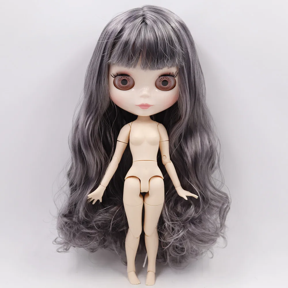 Кукла ICY DBS Blyth серия No.9016/1049 серая смесь фиолетовых волос с челкой белая кожа 1/6