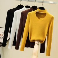 pull femme solid knitted sweaters pullover women 2022 new autumn winter long sleeve hollow out sweater slim korean woman clothes