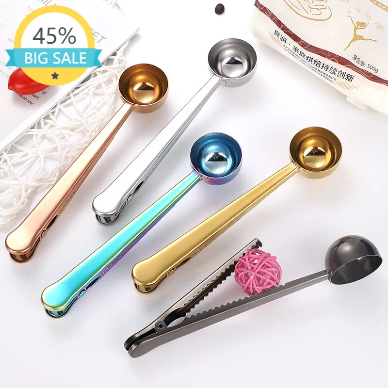 

Coffee Scoop and Bag Clip For Kitchen Supply Milk Powder Liquid Seasoning Good Sealing Measuring Spoons Coffeeware