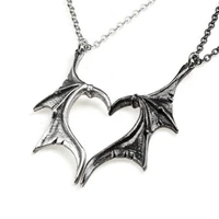 2021 viking pterodactyl wing pendant necklace womens couple jewelry fashion metal bat wing heart pendant accessories party gift