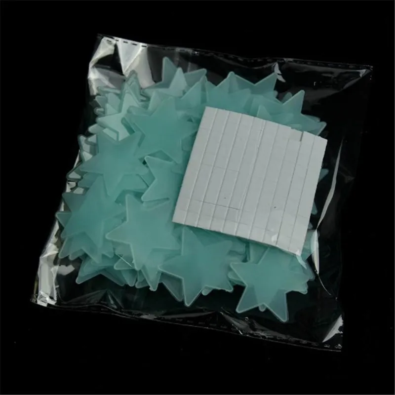 200PCS 3cm BL PK 100 шт. светящаяся Звезда Луна Наклейка на стену Снежинка светится в темноте наклейка для детской комнаты Рождественский Декор флуоресцентная наклейка s - Цвет: 200PCS 3cm BL PK