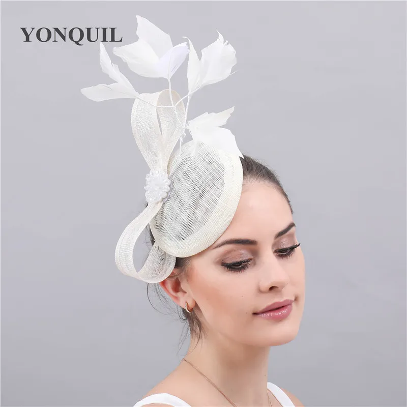 Винтажный свадебный головной убор Sinamay цвета слоновой кости для невесты Женская