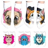 kawaii cute dogs funny socks casual cartoon socks unisex low cut ankle socks calcetines mujer fashion female short socks