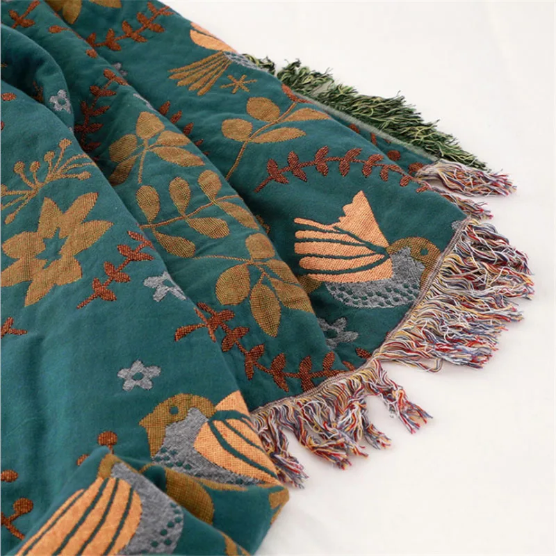 

Bohemia style tassel Cotton Reactive printed Blanket Nordic sofa cushion cover blanket towel bed cover for all seasons