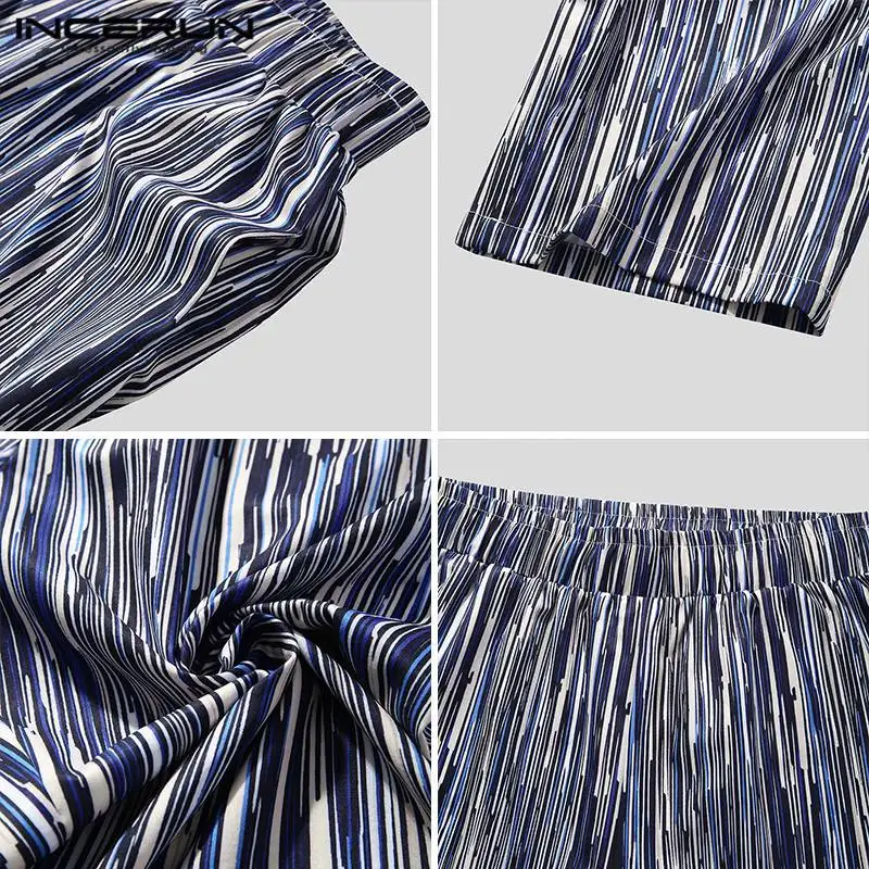 

Spring Elastic Waist Straight Trousers INCERUN Men Casual Printed Pants Man Loose Baggy Vintage Jogger Pantalones Streetwear 5XL