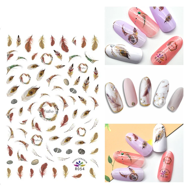 

3D наклейки для ногтей самоклеющийся дизайн красивое перо павлина ногтей декоративные наклейки Фольга Обёрточная бумага аксессуары для ман...