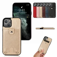 fashion card package leather phone case for iphone 13 mini pro max luxury with card slot lanyard shockproof protect cases cover