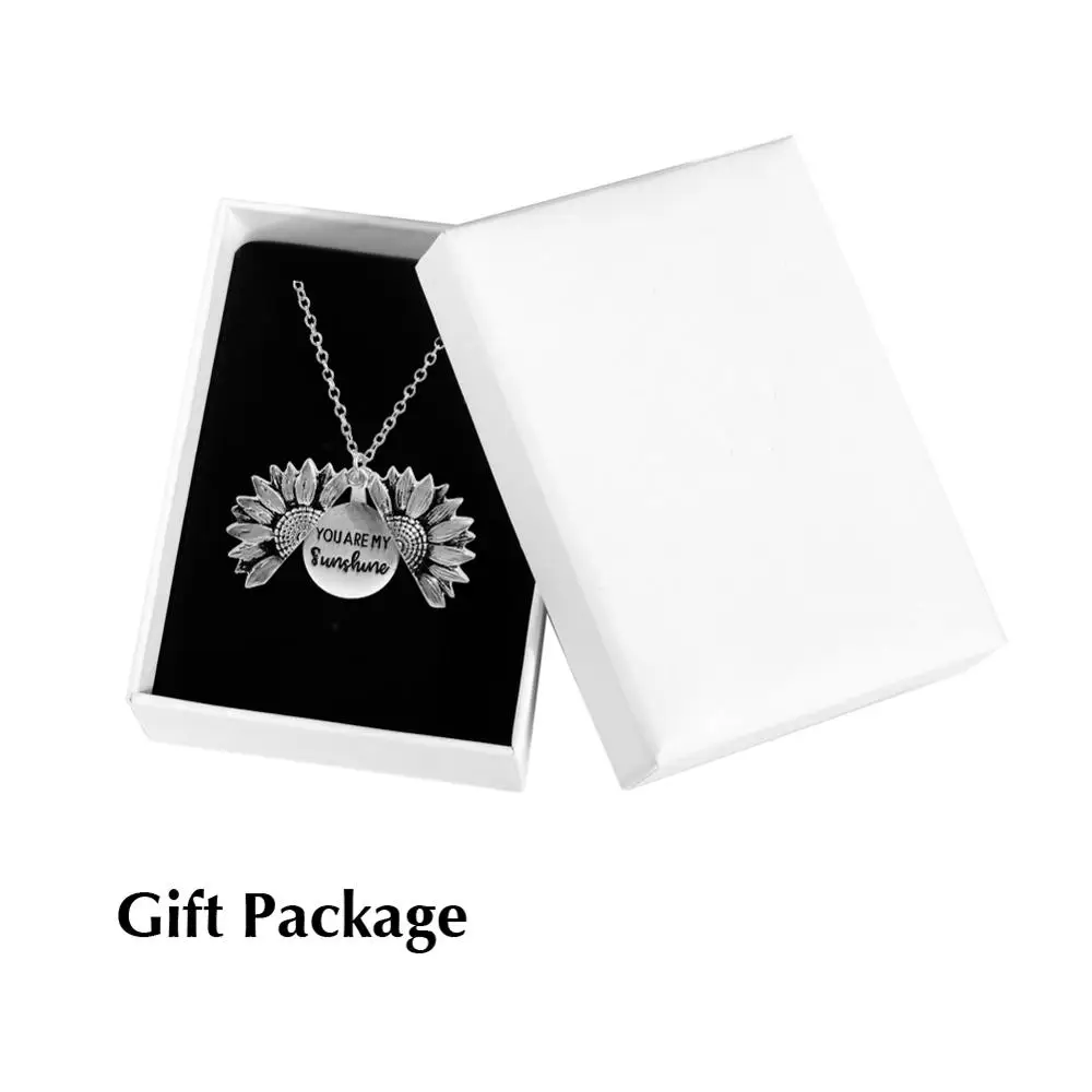 Silver and Box Модное богемное Двухслойное металлическое ожерелье с подвеской в виде подсолнуха для женщин, Открытая Длинная цепочка, ожерелье с надписью you are my sunshine - Окраска металла: Silver and Box