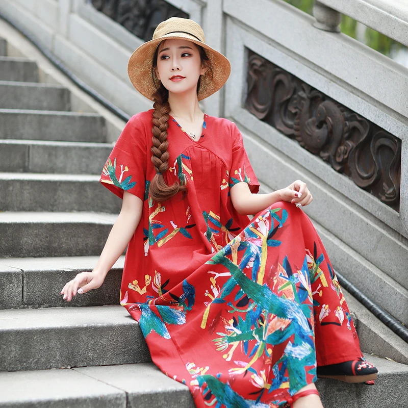 Женское винтажное длинное платье с цветочным принтом YY052 es большие размеры 2XL