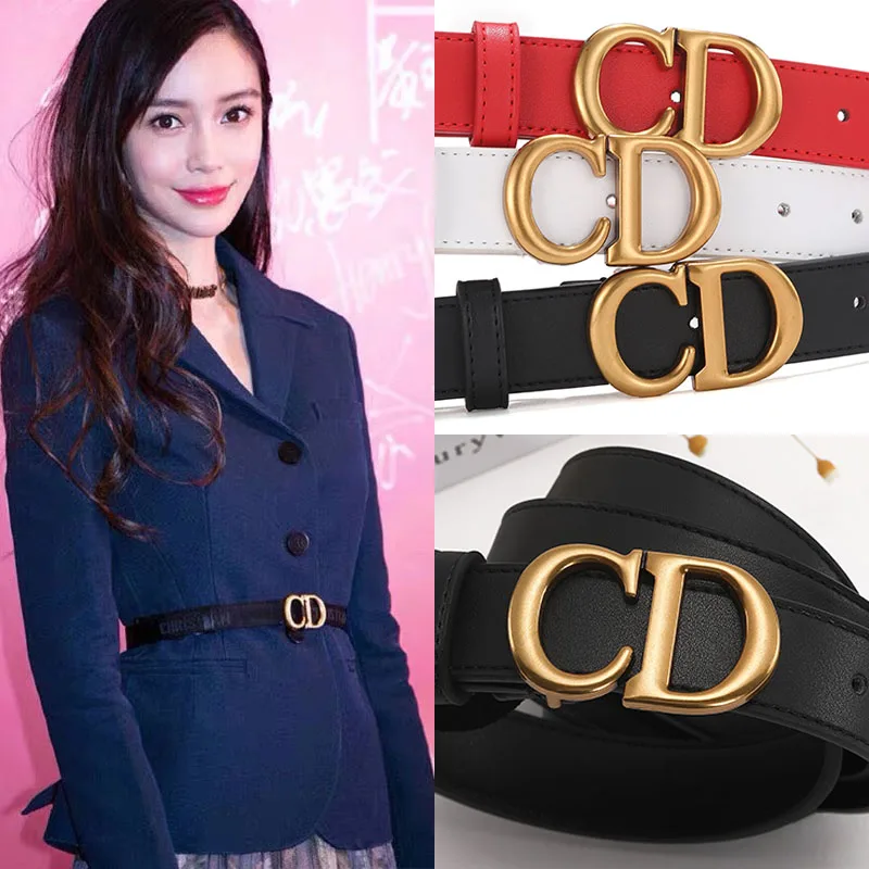 

Net red belt ins letter ladies leather fashion CD belt casual Joker decorative simple jeans belt