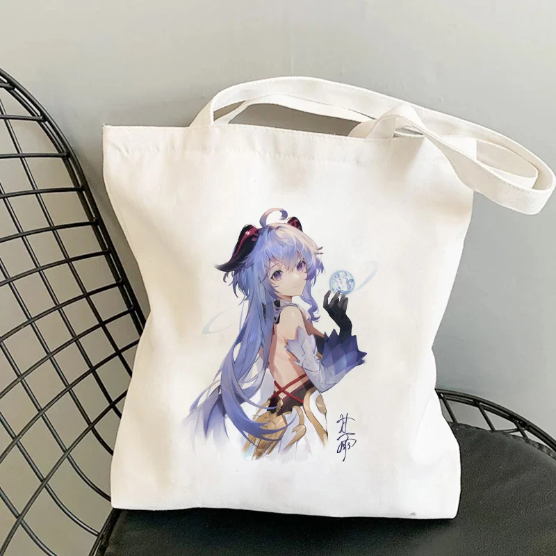 

Женская Холщовая Сумка Game Genshin Impact аниме, сумка-тоут, сумки для покупок, сумка для покупок, сумка на плечо, многоразовые эко-сумки большой вме...