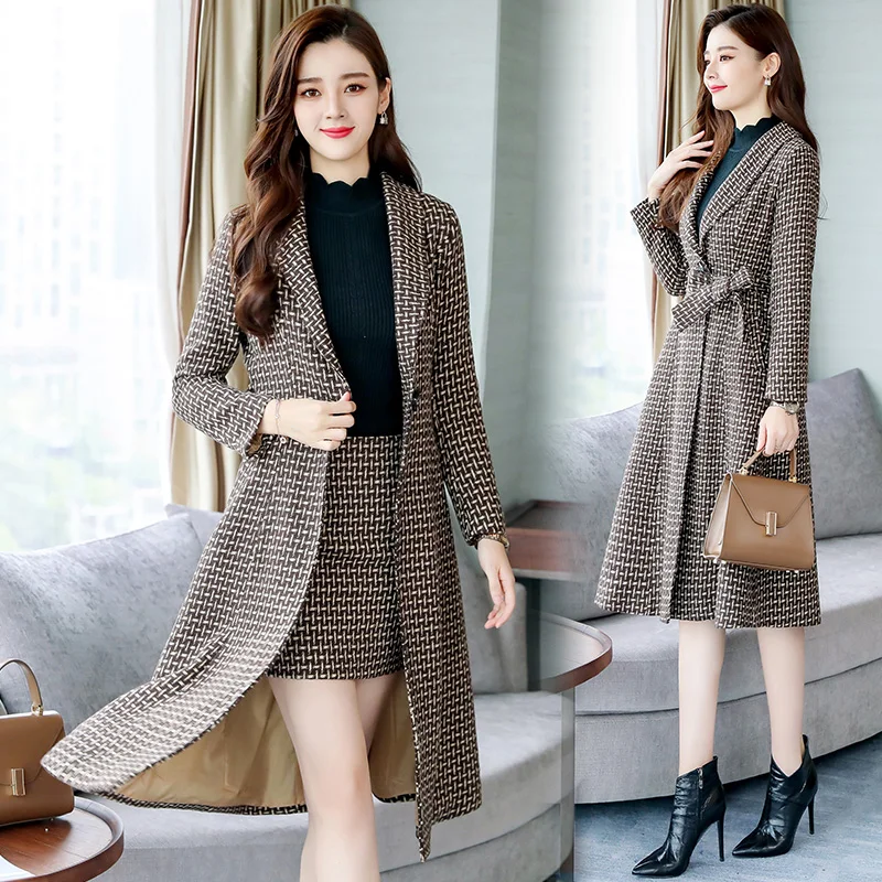 Женское шерстяное платье из двух предметов новинка сезона осень зима 2021 женское