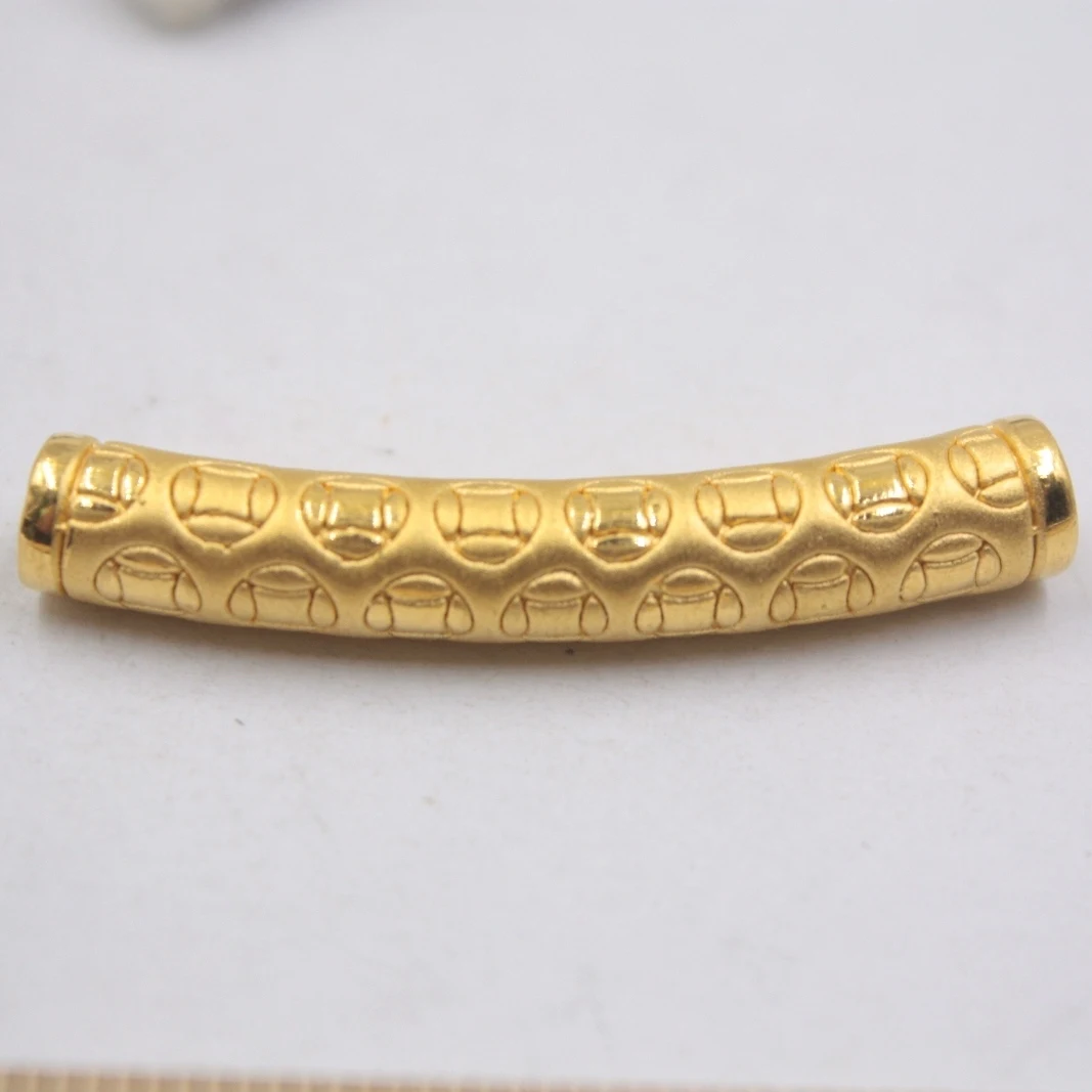Твердая Подвеска 24K из желтого золота с 3D рисунком Монета на удачу, длинная трубка, бисер, вес 2-2,5 г, размер 39x6 мм, марка: 999