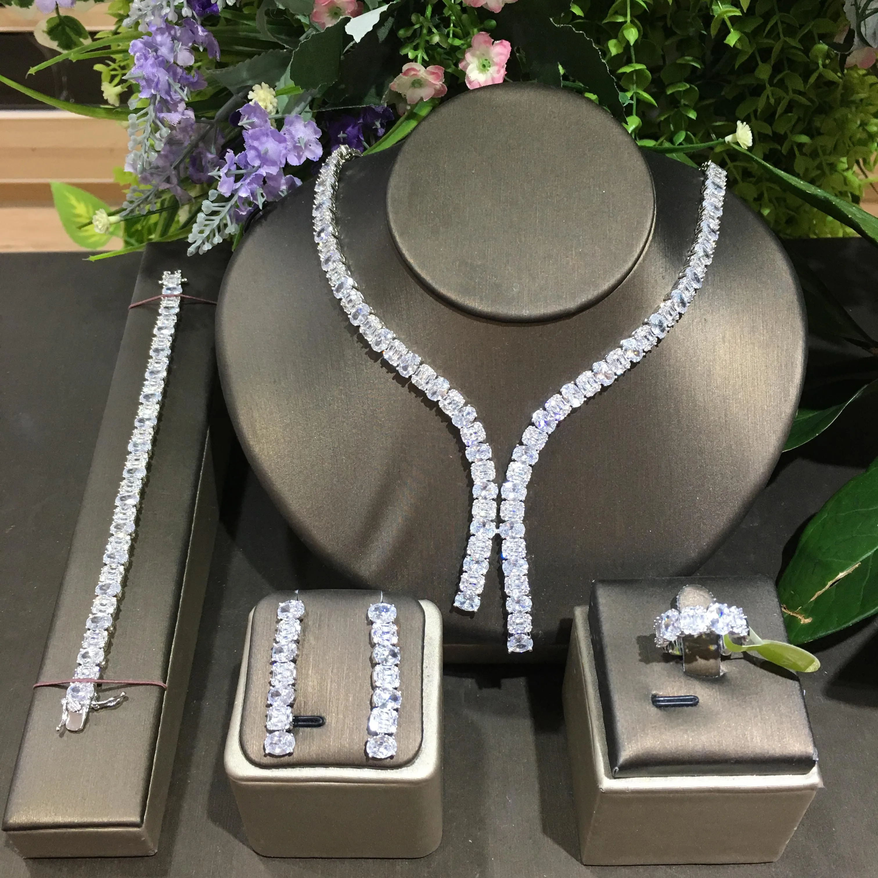 

TIRIM Trendy Noble Micro Pave Cubic Zirconia Dubai Jewelry Sets Latest Luxury Bridal Wedding Jewelry Set For Women