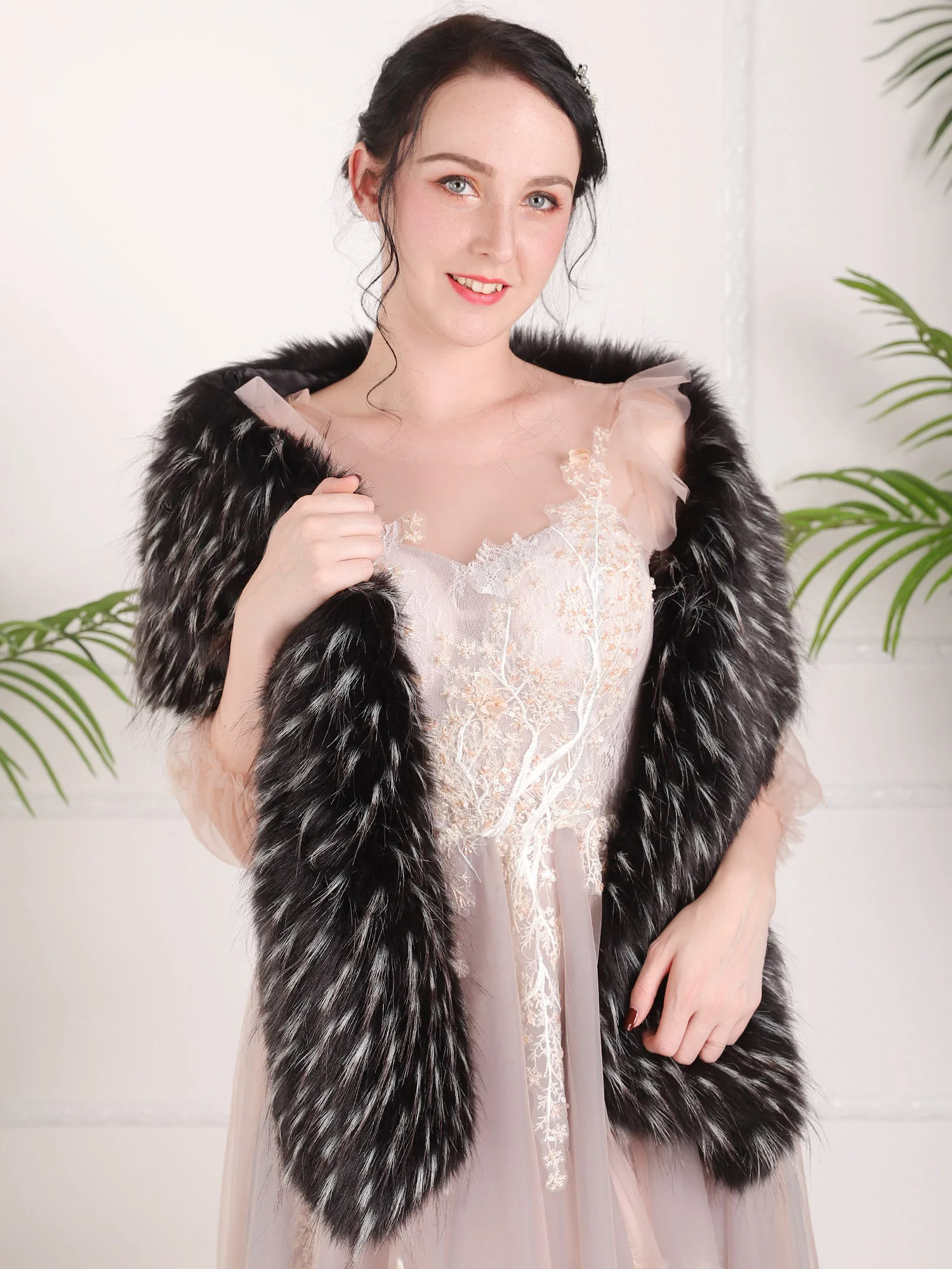 Винтажные черно-белые загадочные теплые шарфы халат с перьями накидка свадебное