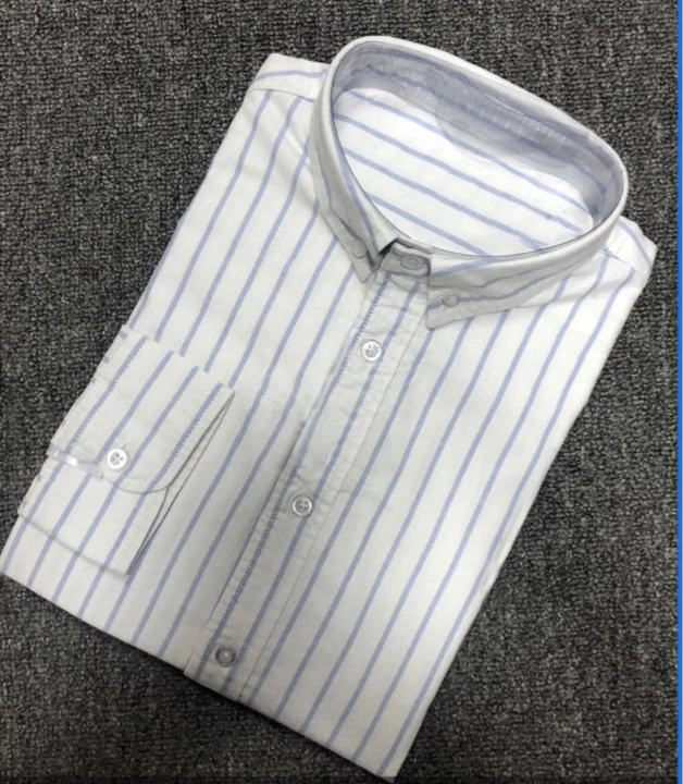 

Мужская хлопковая рубашка с длинным рукавом, в полоску