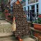 Платье ZANZEA женское с леопардовым принтом, пикантный Повседневный Сарафан с длинным рукавом, туника, с круглым вырезом, на весну