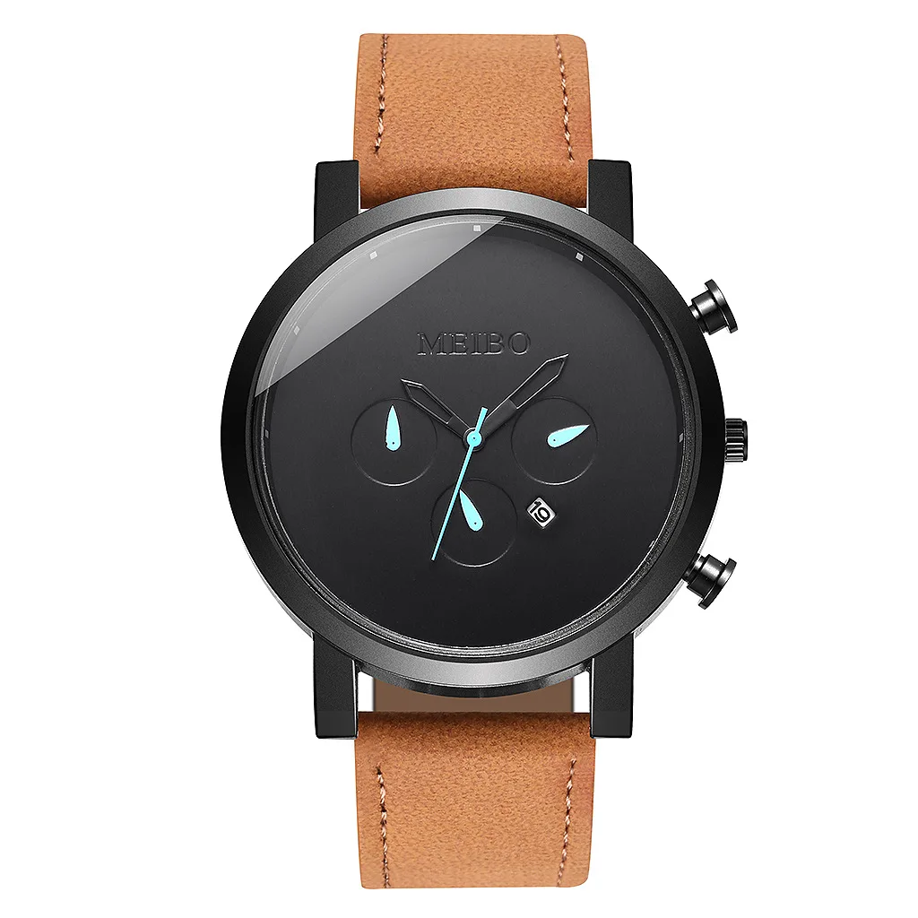 

New men's casual large dial calendar men's watch simple belt all-match quartz watch