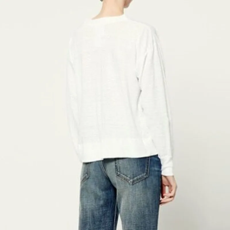 

Women's Long Sleeve Letter T-Shirt 2021New Spring Autumn O Neck Tees White Printed Loose Causal Tops Female Shirt