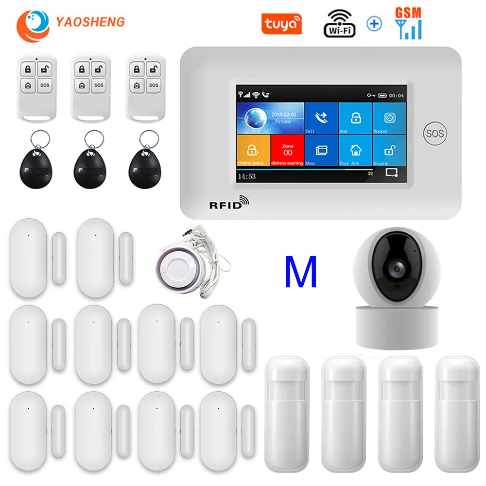 

TUYA WIFI GSM Wireless Burglar Home Security Alarm System Smart life With IP Carema Compatible With Alexa And Google