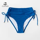 Трусы-плавки CUPSHE женские синие с рюшами по бокам, пикантные однотонные плавки с завышенной талией, раздельные плавки для купания, 2021