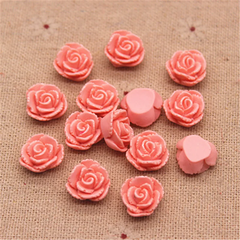 pink 50pcs 50 шт 13 мм Разноцветные винтажные полимерные цветы с плоской задней стороной Кабошон DIY Ювелирные изделия/украшения для телефона - Цвет: pink 50pcs